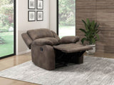 Modern Reclining Chair Brown Polished Microfiber Pillowtop Arms Solid Wood Frame 1pc Living Room B011P188423