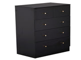 25.98*15.75"*35.83" 4-Tier 5-Drawer Cabinet Drawer Dresser with Gold Handles Black 54386504