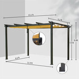 Outdoor Retractable Pergola with Weather-Resistant Sun Shade Canopy, Aluminum Pergola Gazebo for W1859110170