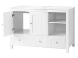 Without Basin White MDF spray paint double door double drawer with decorative strips bathroom 20663025