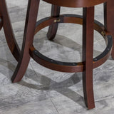 24" Counter Height Slat Back Swivel Stool, Cherry Finish, Beige Fabric Seat B04660684