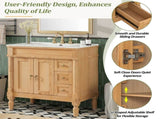 30-Inch Modern Bathroom Vanity, Solid Wood Frame MDF, 2 Doors 3 Drawers, Soft-Close Design, N729P299368N