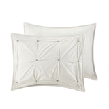 3 Piece Elastic Embroidered Cotton Comforter Set White King/Cal King B03596439