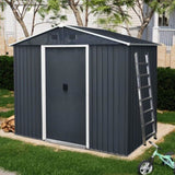 8ft x 4ft Outdoor Metal Storage Shed with Sliding Door and foundation for Backyard, Patio, Lawn W540P185251