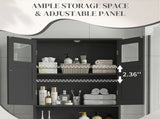 2-Door 3-Tier Toilet Cabinet MDF Melamine-Faced Bathroom Vanity 23.23*8.66*66.93in Black 11765770