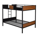 ZUN Full-over-full bunk bed modern style steel frame bunk bed with safety rail, built-in ladder for 26526219