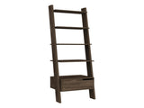 Ladder Bookcase, One Drawer, Five Open Shelves, Dark Walnut B097133049
