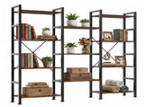 Three Columns and Four Layers Bookshelf, Wide Bookcase with 11 Open Display Shelves, 96342783