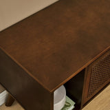 67.9 Inch Mid Century Modern Rattan TV Stand TVs up to 75", Entertainment Cabinet, Media Console W1801P303390