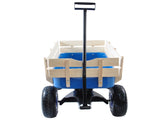 Outdoor Wagon All Terrain Pulling Wood Railing Air Tires Garden Cart W22740235