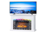 43" Shaker White Fireplace Media Console, Single Mantel with RGB Lights for 58783641