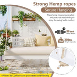 TOPMAX Country Patio Wooden Twin Size Swing Daybed Porch Swing Frame with 4pcs 96-inch Hemp Ropes N717P265856K