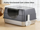 Galaxy stainless steel beige cat litter box, sturdy and durable, easy clean, odorless, non stick 42312819