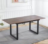 walnut color,Square Extendable Dining Table with metal leg,Modern Space Saving Kitchen Table for W234P282511