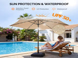 9ft Solar Patio Umbrella with LED Lights, Outdoor Market Table Umbrella with Push Button Tilt & 40652998