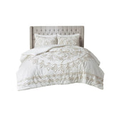 Full/Queen 3 Piece Tufted Cotton Chenille Duvet Cover Set B03597351