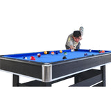 6-ft Pool Table with Table Tennis Top - Black with Blue Felt W465137248