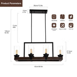 ZUN Matte Black / Wood Grain Metal Chandelier Fixture, 6 lights Ceiling Pendant light for Living Room, W1592P175987