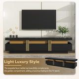 ZUN ON-TREND Luxury TV Stand High Gloss Faux Marble Top for TVs Up to 78'', Rectangle Media Console WF323980AAB