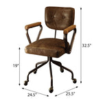 ZUN Vintage Whiskey Swivel Office Chair with Nailhead Trim B062P182752