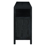 TREXM Bohemian Style Rattan Buffet Storage Cabinet with Solid Wood Frame, Sideboard with 3-position N715P290093B