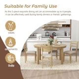 ZUN 5-Piece Multifunctional Dining Table Set, Farmhouse Dining Set with Extendable Round Table ,Two 27552396