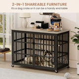 ZUN Furniture style dog crate wrought iron frame door with side openings, Grey, 43.3''W x 29.9''D x W1162119832