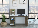 White and Pine 4-Shelf Writing Desk B06280450