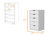 Logan White 5 Narrow Drawer Dresser B062P175095