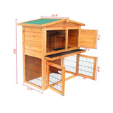 ZUN 40" Triangle Roof Waterproof Wooden Rabbit Hutch A-Frame Pet Cage Wood Small House Chicken Coop Natu 46986252