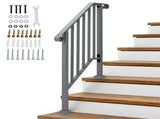 Silver Outdoor 2-Step Iron Handrail 70856353