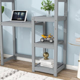 ZUN House-shaped Wooden writing Desk,Kids study Table,Bookshelf & Toy Storage,Grey W504P145322