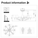 Dia 33 inch Chandelier Ceiling Fan for Bedroom Dining Room Living Room Kitchen Farmhouse Entry,Matte W1592P153047