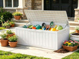 100 Gallon Deck Box, Lockable Waterproof Resin Outdoor Storage Bin, White 71133803