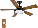 ZUN 44-inch Ceiling Fan with LED Light and Remote Control, 6-Speed Modes, 2 Rotating Modes, Timer, W1134P230320