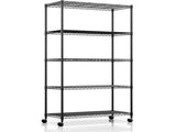 5-Tier Wire Storage Shelves,1250 Lbs Loading Capacity,29.92" W x 13.98" D x 61.02" H,Black 02064413