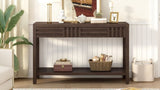 U_STYLE Ash Veneer Modern Style Console Table, Striped Design, Suitable for Entryway, Corridor, N711P230810D
