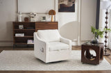 011-Teddy Fabric 360&deg Swivel Accent Chair with Upholstered,One Back Pillow,Armrest with Rivets W527P190834