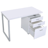 ZUN White 3-drawer Reversible Office Desk B062P145660