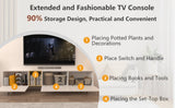 ZUN [Video] TV Console with Big Storage Cabinets, Modern TV Stand with Yellow and Ivory Contrasting 40435690