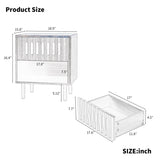 2 Set Nightstands with Grille Striped Doors, Mid Century Modern Nightstand, Bedside Table with W578P193301