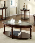 ZUN Transitional 1pc Coffee Table Dark Cherry Open Bottom Shelf Beveled Glass Top Turned Legs Living B011P144698