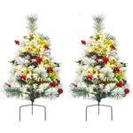 ZUN 2 Pre-lit Pathway Flocked Christmas Trees 15.5" x 15.5" x 29" 55337839