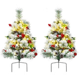 ZUN 2 Pre-lit Pathway Flocked Christmas Trees 15.5" x 15.5" x 29" 55337839