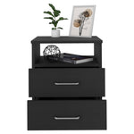 ZUN Napoles Nightstand , End Table, Side Table Superior Top, Two Drawers, One Shelf -Black B20091967