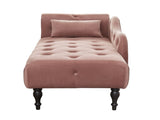 Aijia 60.6" Velvet Chaise Lounge Buttons Tufted Nailhead Trimmed Solid Wood Legs with 1 Pillow,Rose W111740820