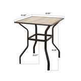 ZUN Outdoor Patio Bar Table Square Metal Table with Wood-Look Tabletop, for Garden Balcony Backyard W1859P203847