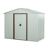 8ft x 4ft Outdoor Metal Storage Shed with metal foundation White W54071038