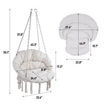 ZUN Hammock Chair Macrame Swing Max 330 Lbs Hanging Cotton Rope Hammock Swing Chair for Indoor and W419P147384