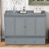 Queen Size Murphy Bed with USB Port and a Large Drawer, Gray N708P205905E